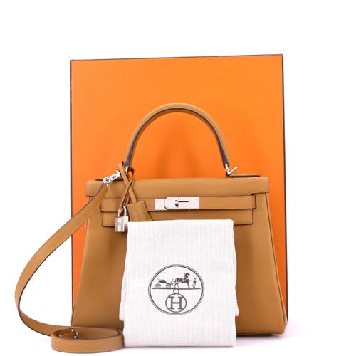 Pre-owned Hermes Hermes Kelly Handbag Verso Evercolor With Palladium Hardware 28