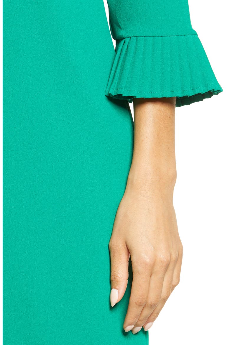 Pleat Detail Moss Crepe Shift Dress, Alternate, color, VIBRANT KELLY