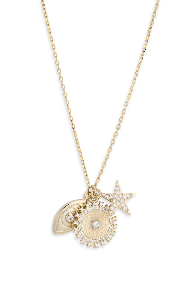 Celestial Charm Pendant Necklace, Alternate, color, CLEAR- GOLD