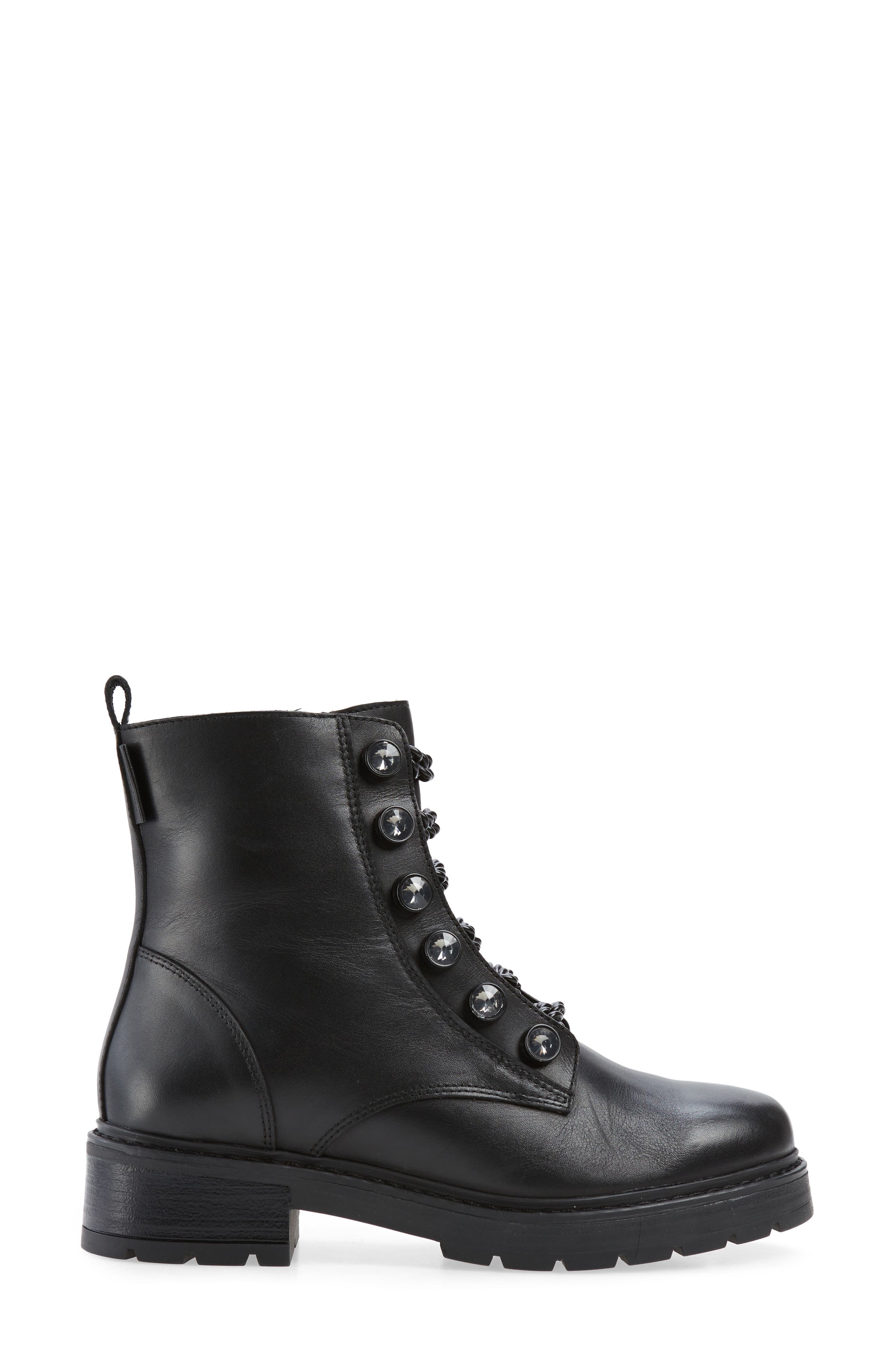 Bax Crystal & Chain Combat Boot, Alternate, color, BLK/OTHER