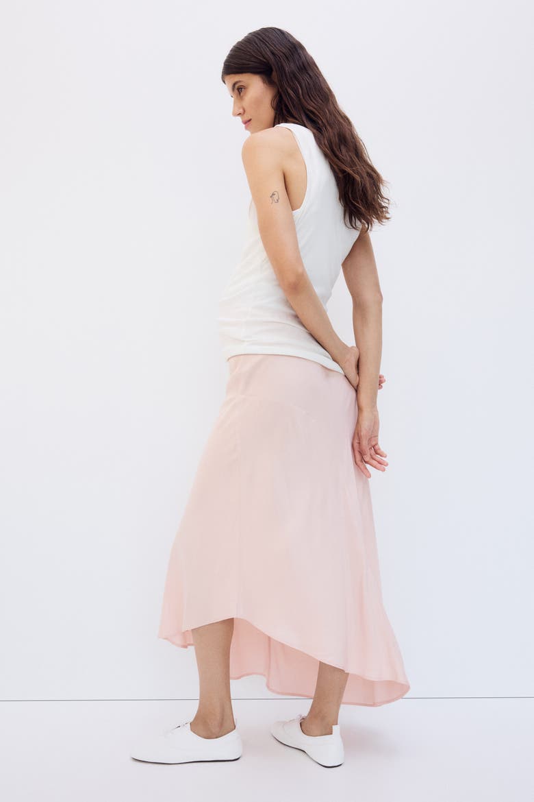 Mama Asymmetric Satin Skirt, Alternate, color, Powder pink