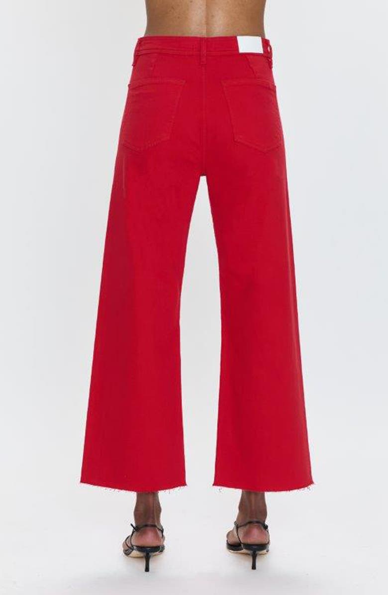 Pistola Penny Crop High Waist Raw Hem Wide Leg Jeans, Alternate, color, Ruby