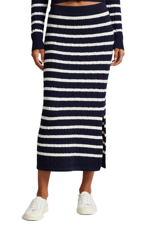 Stripe Wool Blend Skirt