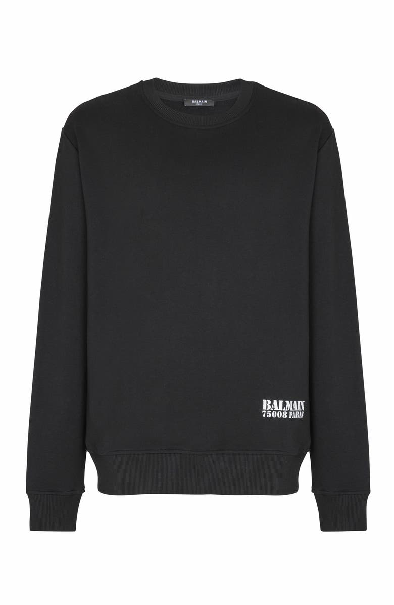Balmain Small Balmain Stamp Printed Sweatshirt, Alternate, color, Black