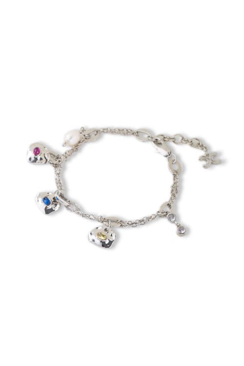 Classicharms Iris Colored Cubic Zirconia And Freshwater Pearl Charms Bracelet In Metallic