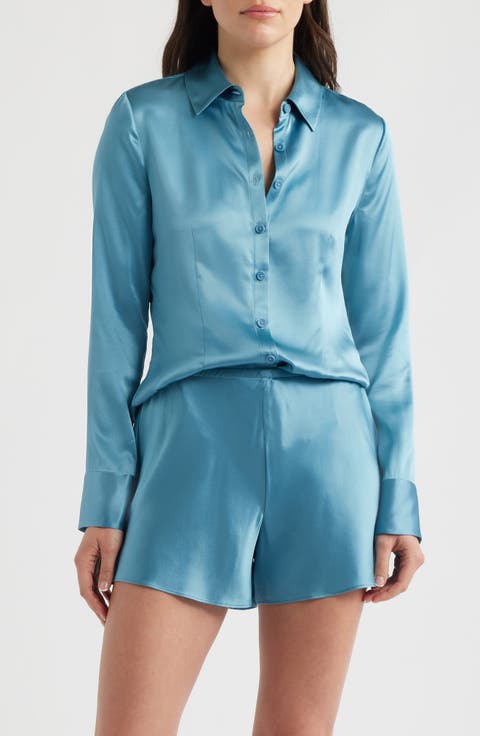 Raya Silk Button-Up Shirt