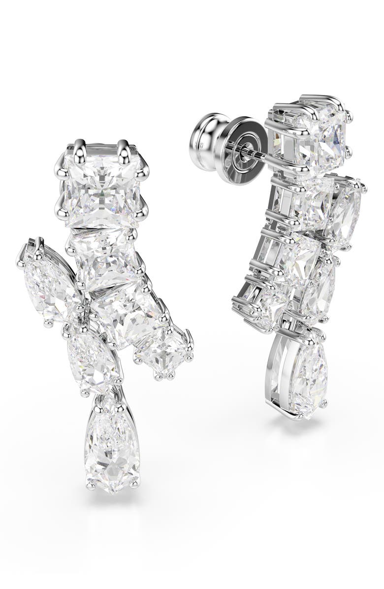 Swarovski Matrix Drop Earrings, Alternate, color, White/ Silver