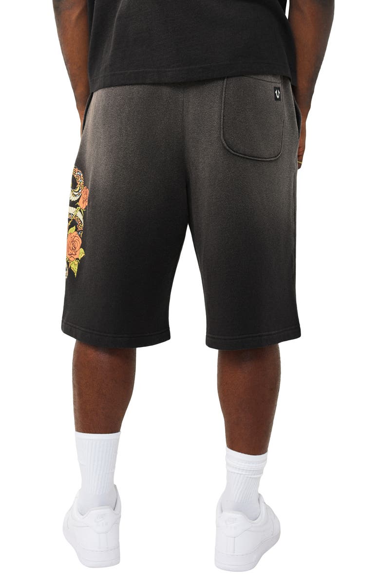 True Religion Floral Snake Mikey Cotton Blend Sweat Shorts, Alternate, color, Jet Black