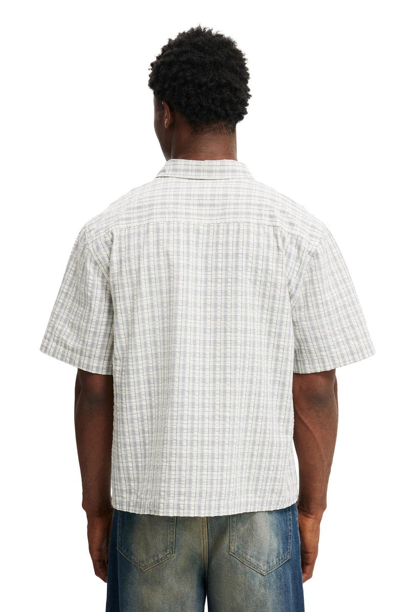 Cotton On Men's Darcy Short Sleeve Shirt, Alternate, color, Off White Micro Check