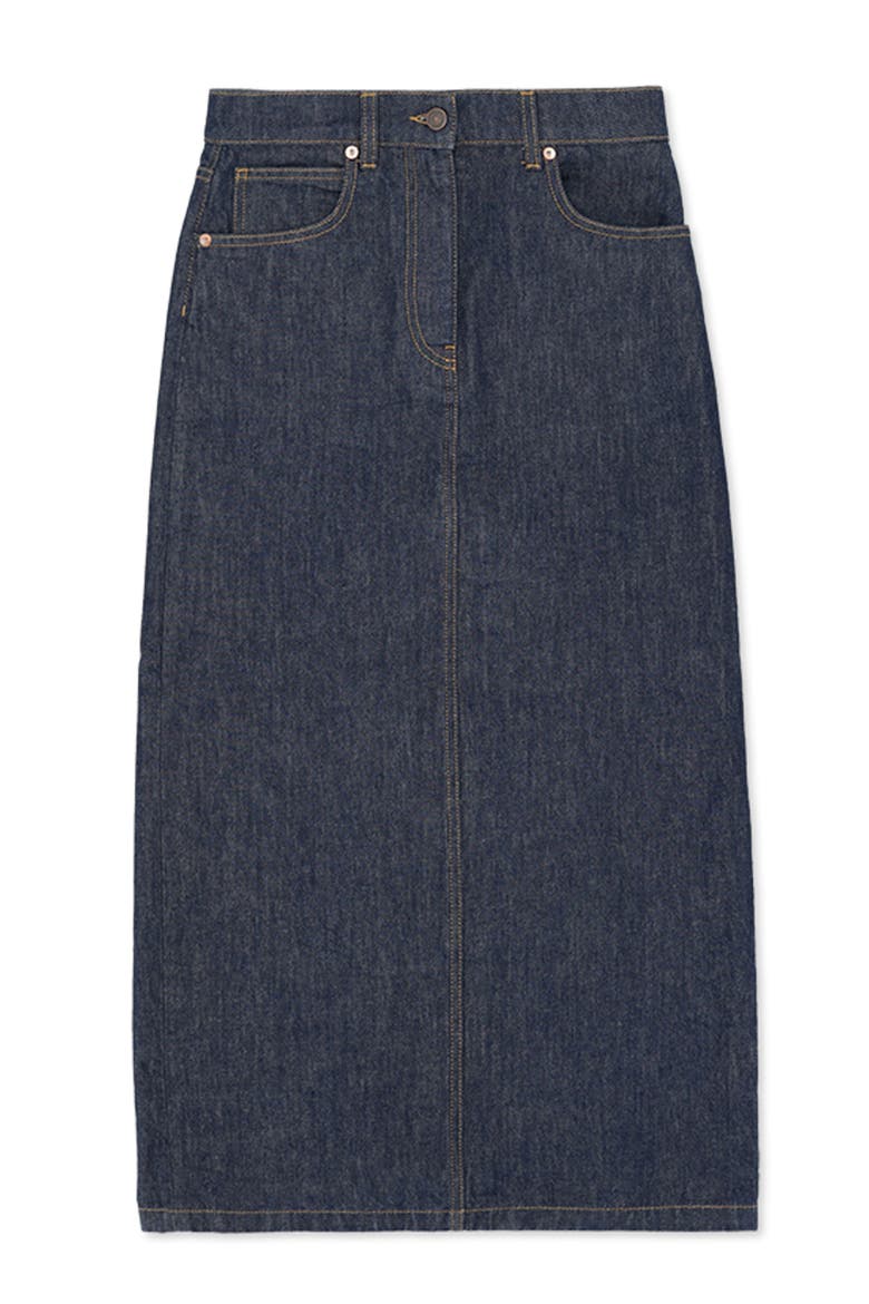Jorgy Indigo Rinse Denim Skirt, Main, color, BLUE