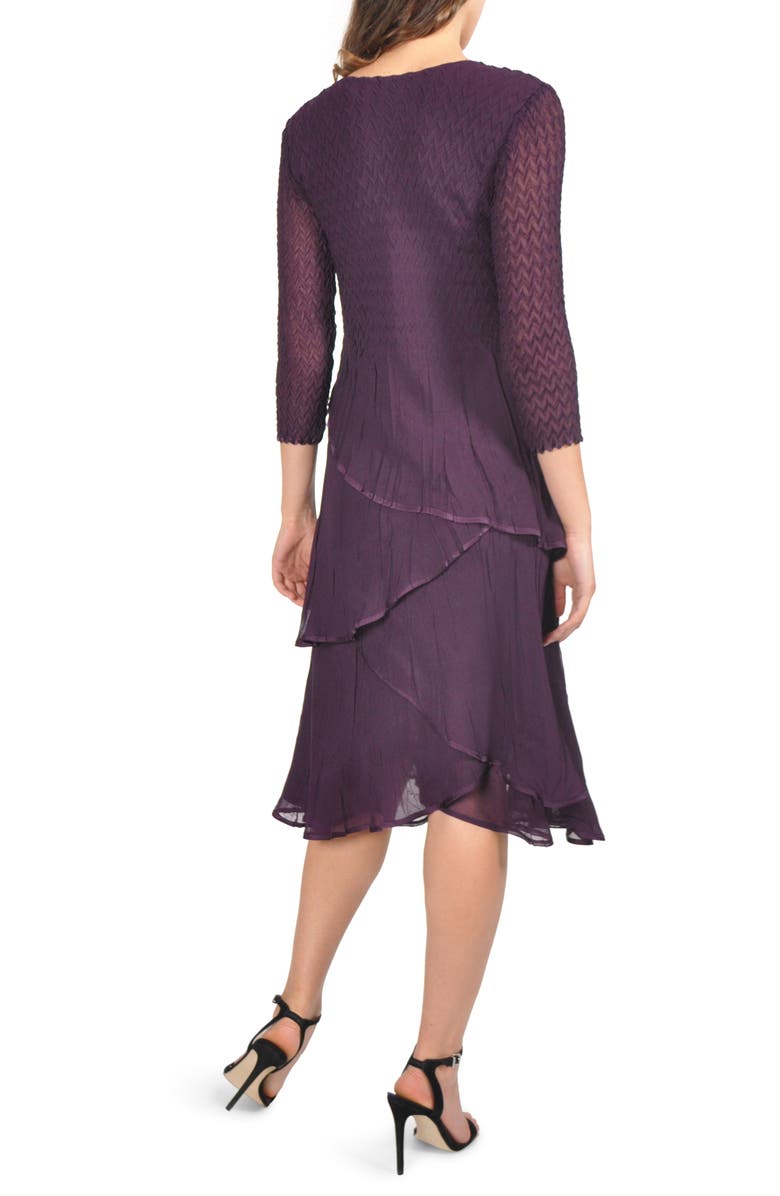 Komarov Embellished Tiered Chiffon A-Line Dress, Alternate, color,