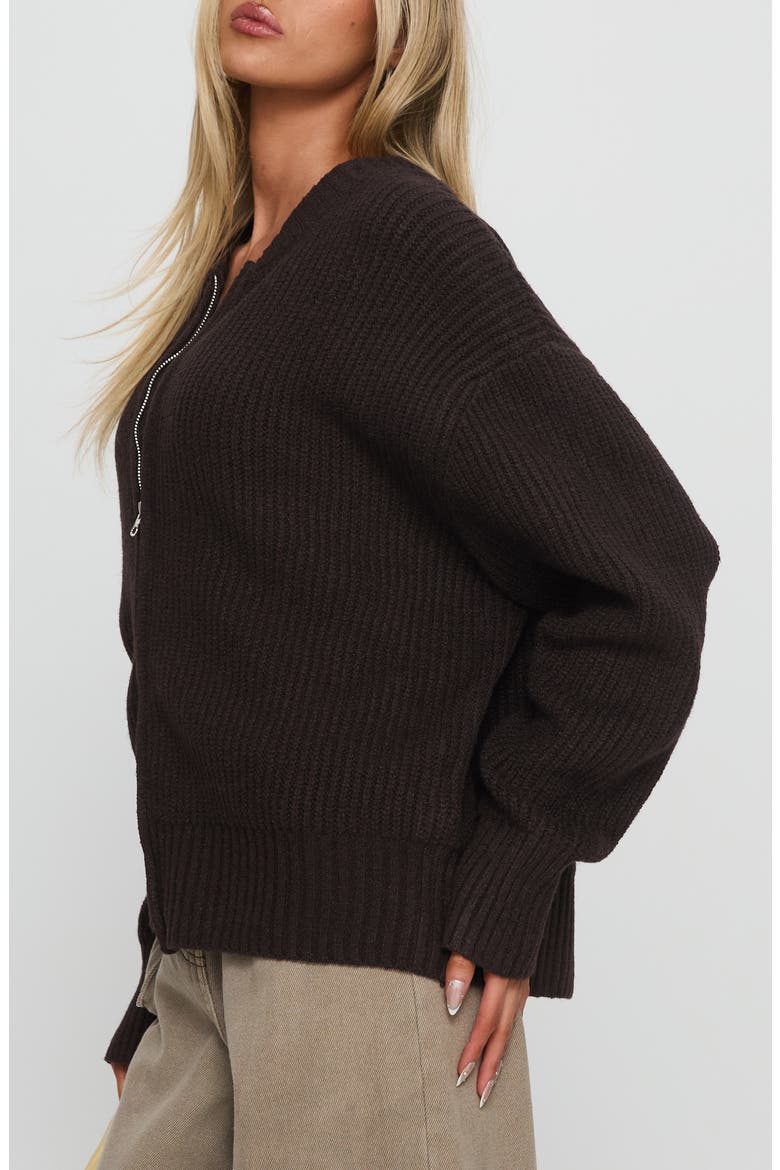 Lexene Zip Cardigan, Alternate, color, CHOCOLATE