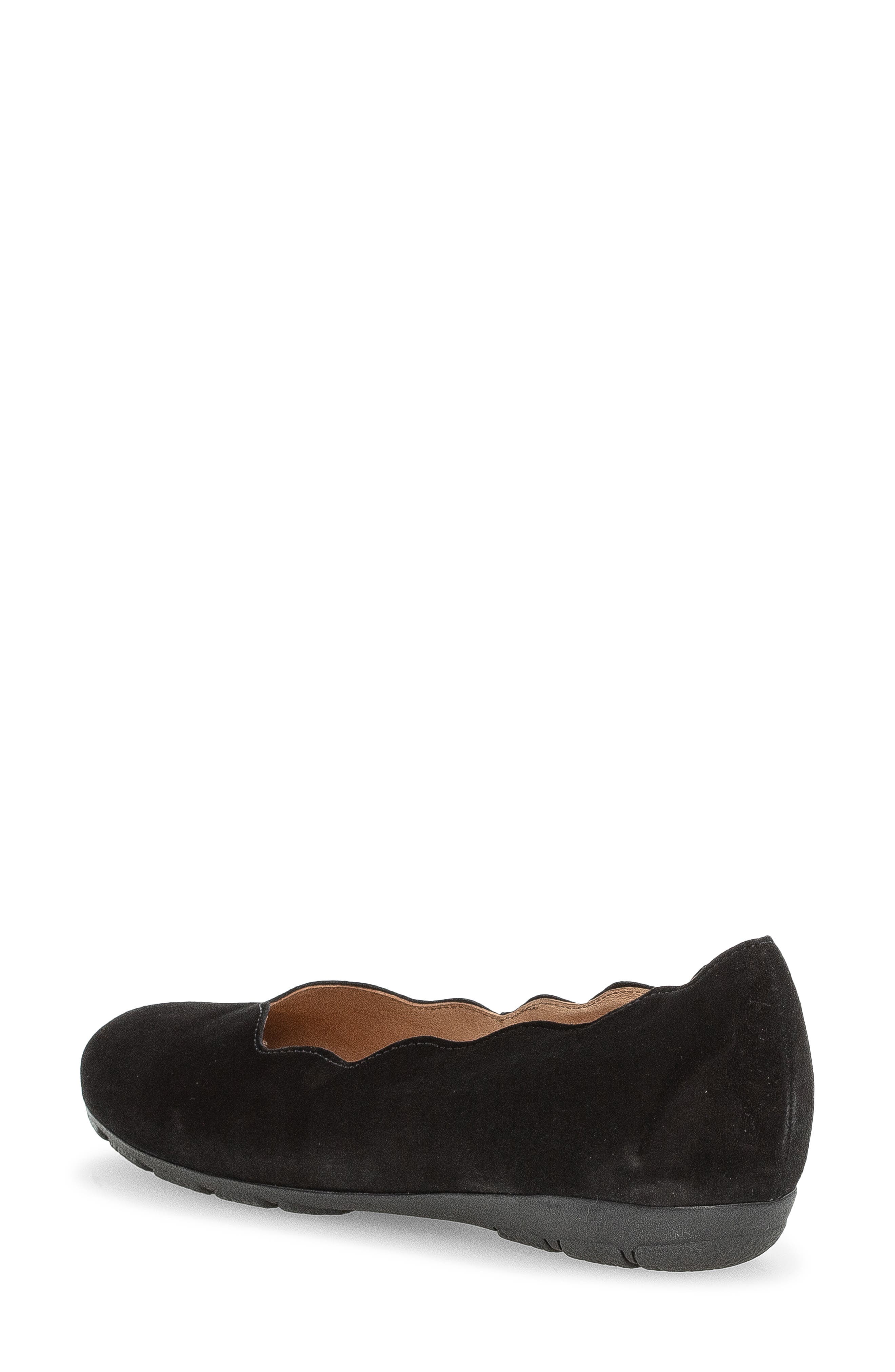 Gabor Scallop Suede Flat, Alternate, color, Black