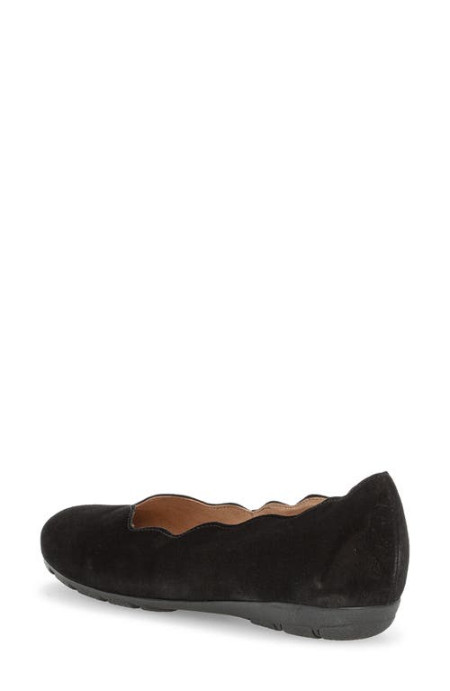 Gabor Scallop Suede Flat In Brown