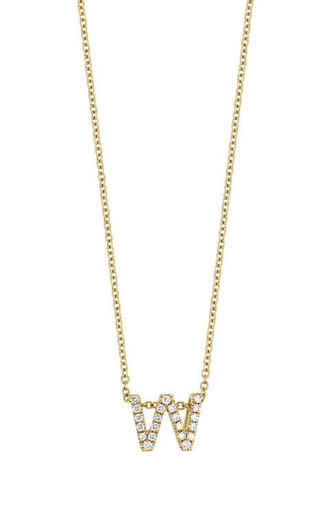 18k Gold Pavé Diamond Initial Pendant Necklace