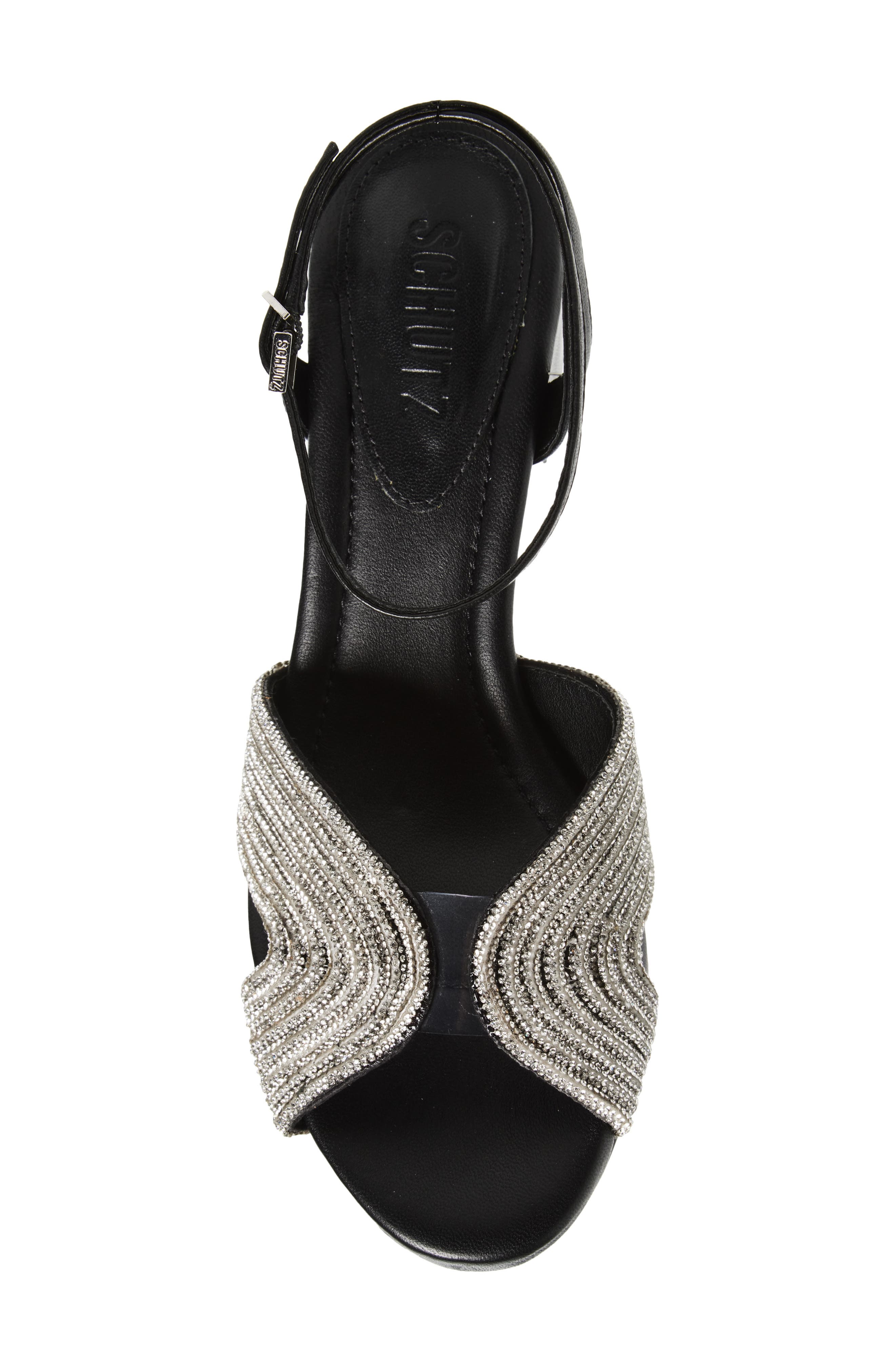 Schutz Hattie Ankle Strap Sandal, Alternate, color, Cristal/ Transparente/ Black