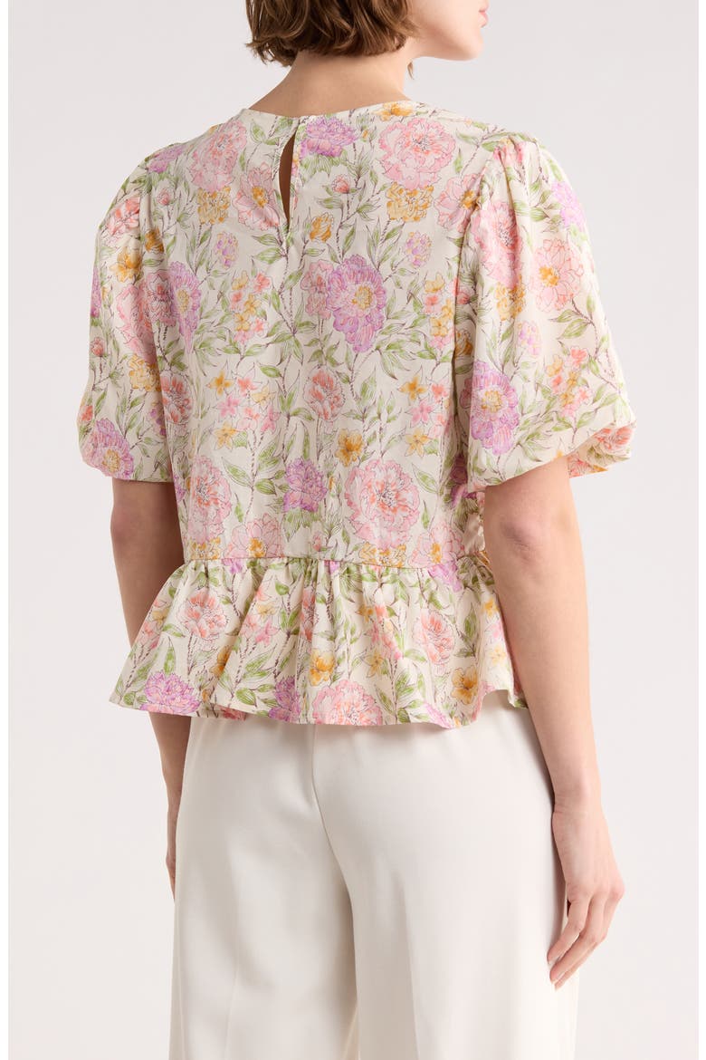 Tie Front Poplin Peplum Top, Alternate, color, PINK MULTI