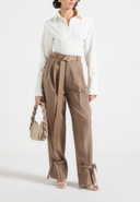 Manière De Voir Suzanne Wide Leg Trousers With Belt And Tie Ankle Detail