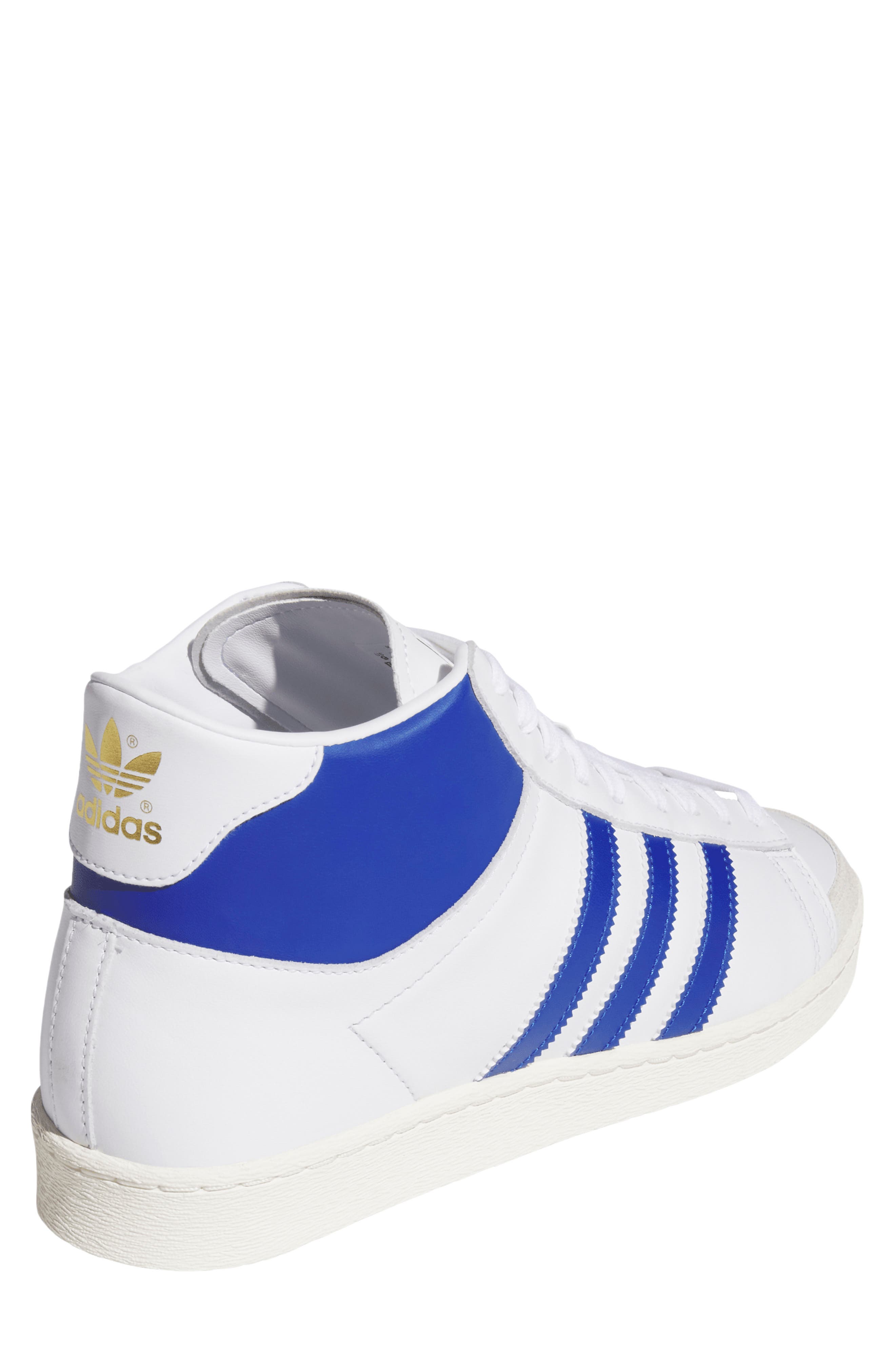 adidas Gender Inclusive Jabbar Hi Basketball Sneaker, Alternate, color, Cloud White/Blue / Off White