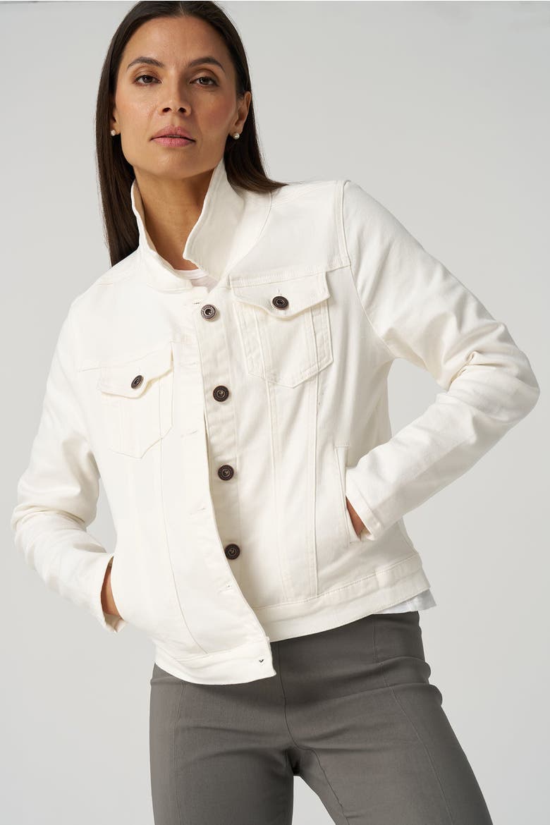 Classic Stretch Denim Jacket, Alternate, color, Ivory