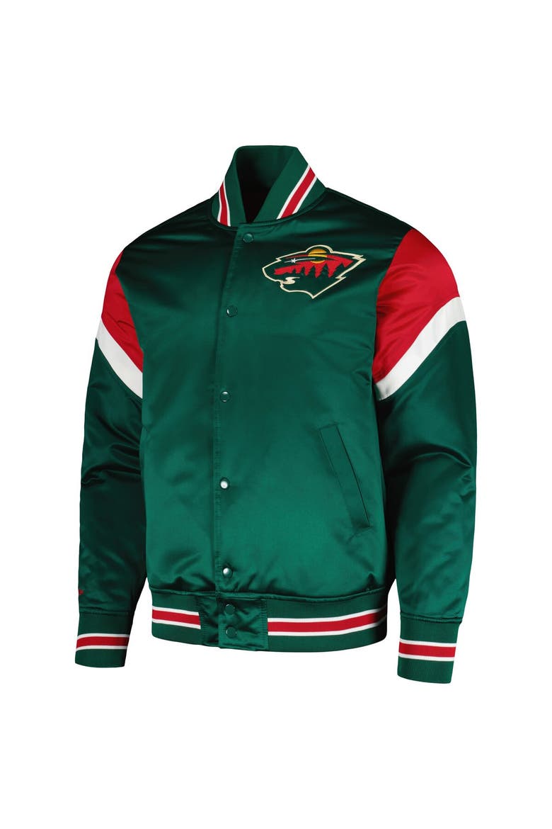 Men's Mitchell & Ness Green Minnesota Wild Midweight Satin Full-Snap Jacket, Alternate, color, Green