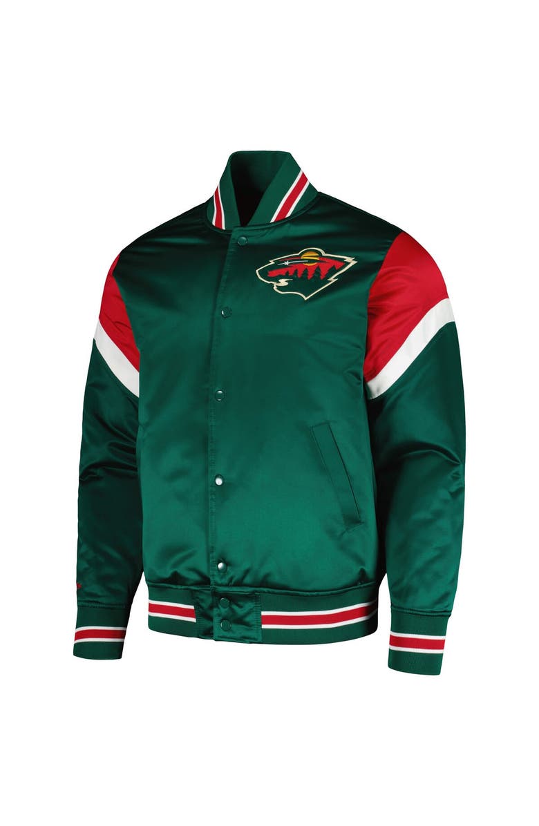 Mitchell & Ness Men's Mitchell & Ness Green Minnesota Wild Midweight Satin Full-Snap Jacket, Alternate, color, 