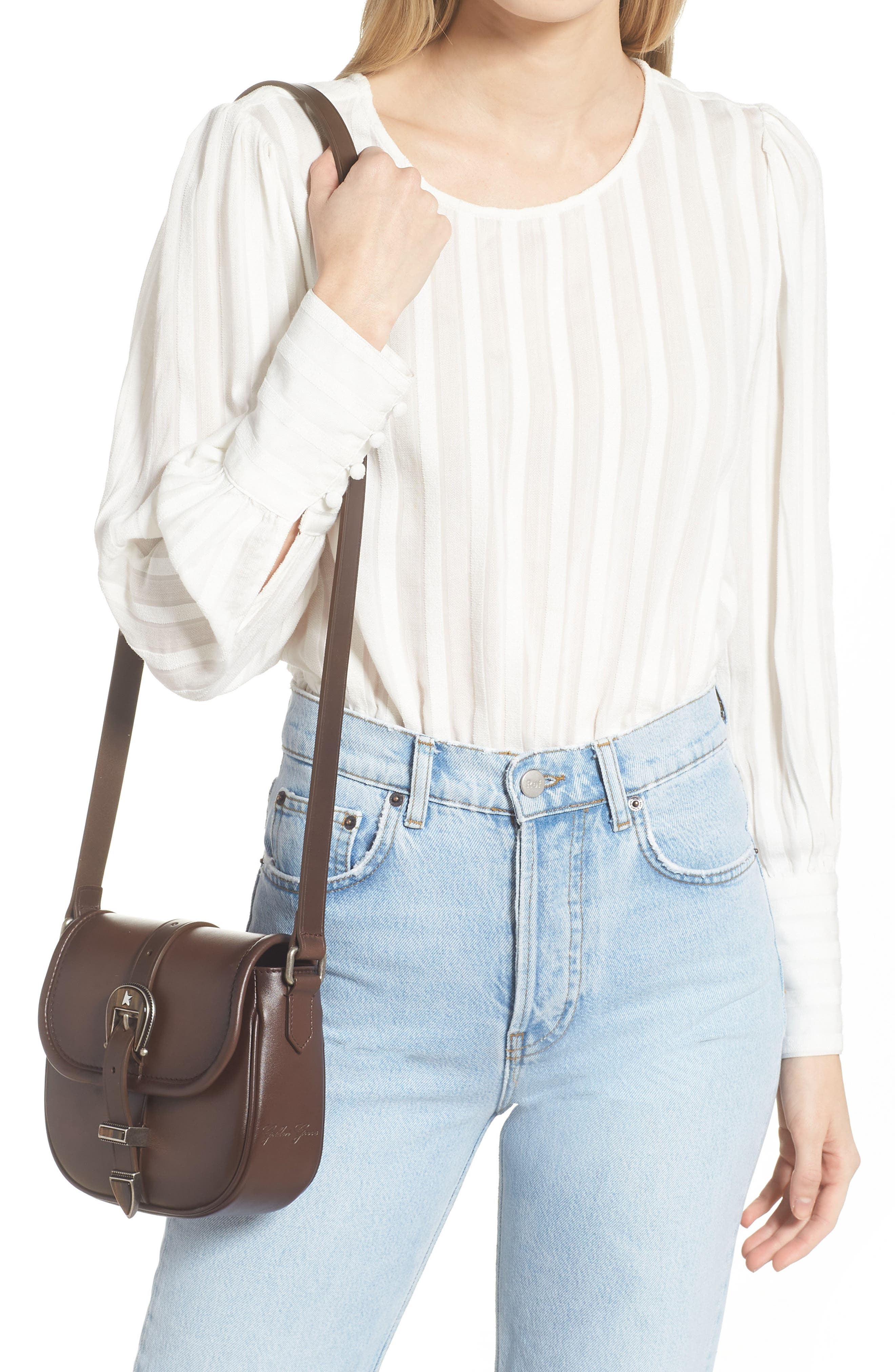 Golden Goose Small Rodeo Leather Shoulder Bag, Alternate, color, 