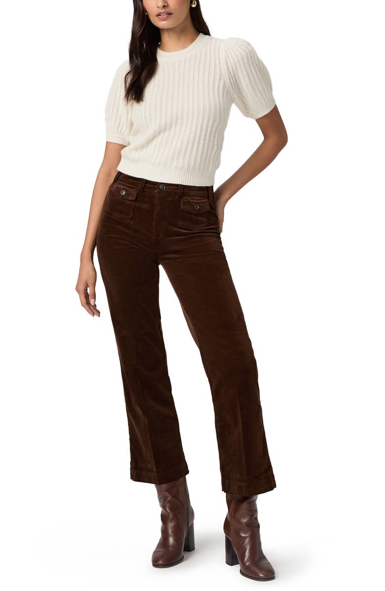 PAIGE Leenah Patch Pocket Ankle Wide Leg Corduroy Pants, Alternate, color, Chicory Coffee