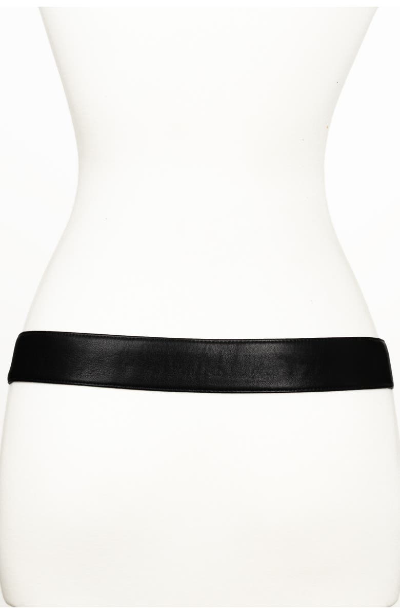 Raina Belts Bow Textured Buckle Leather Belt, Alternate, color, Black
