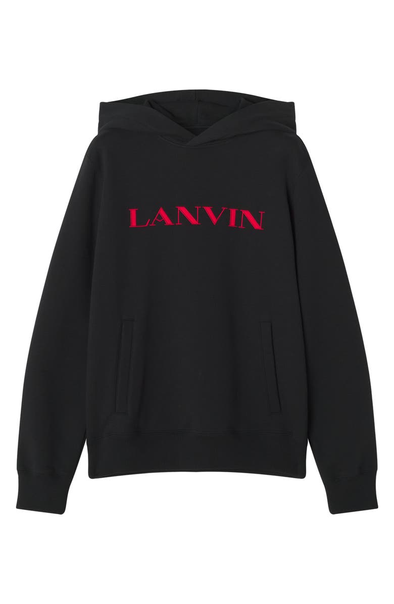 Lanvin Embroidered Cotton Hoodie, Main, color, Black