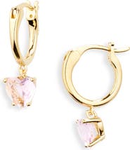 Nadri Heart Drop Huggie Hoop Earrings