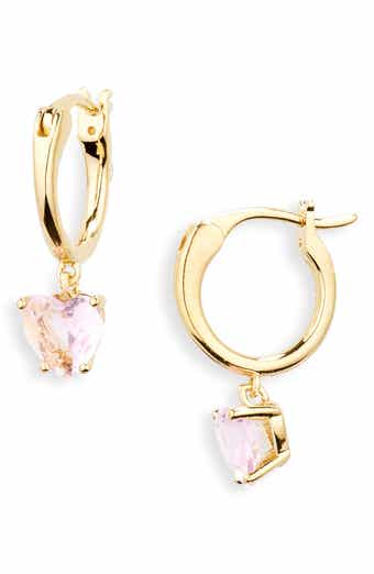 Nadri Heart Drop Huggie Hoop Earrings