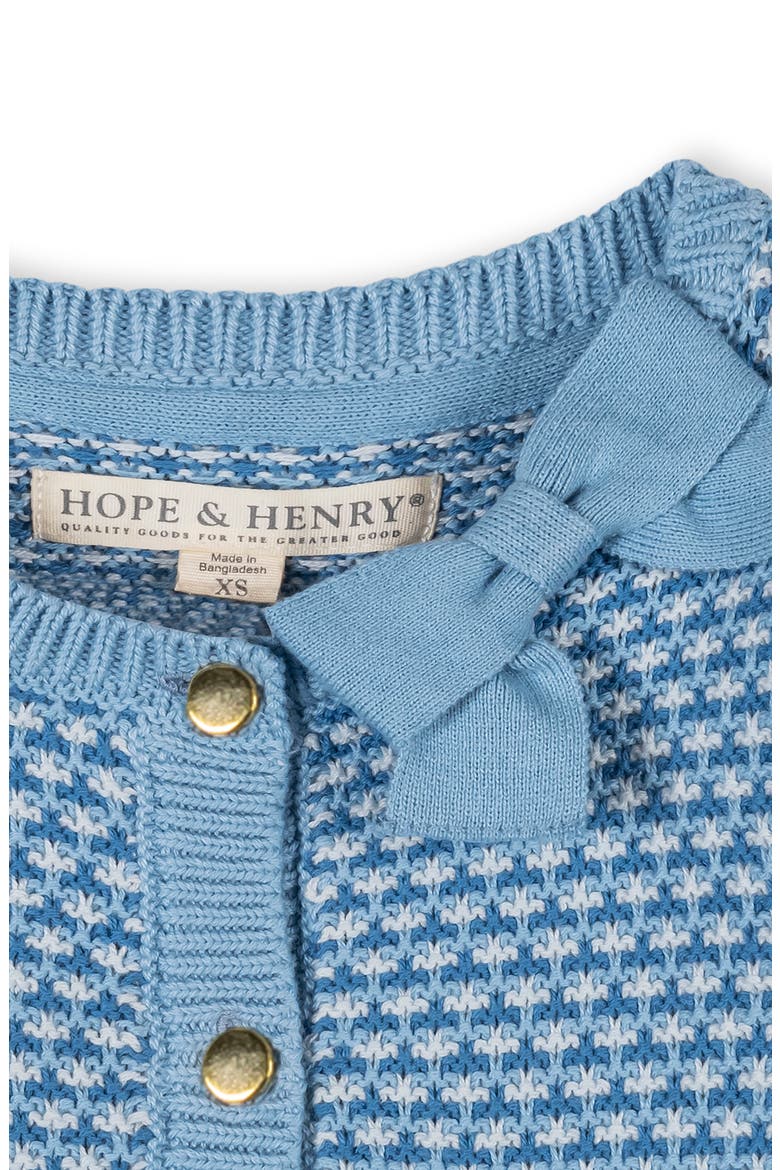 Kids' Organic Tweed Stitch Bow Cardigan, Alternate, color, Bluebell Tweed