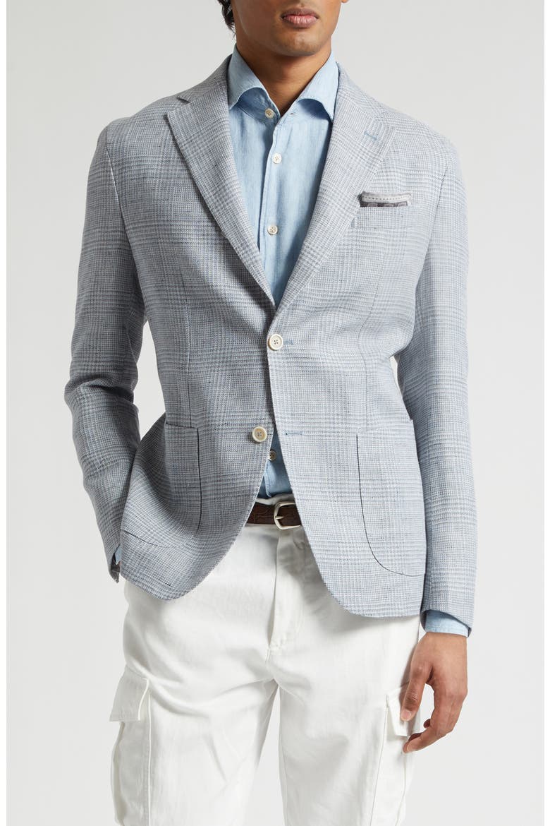 Plaid Linen & Wool Sport Coat, Main, color, 08 DENIM