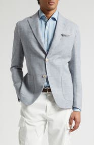 Eleventy Plaid Linen & Wool Sport Coat