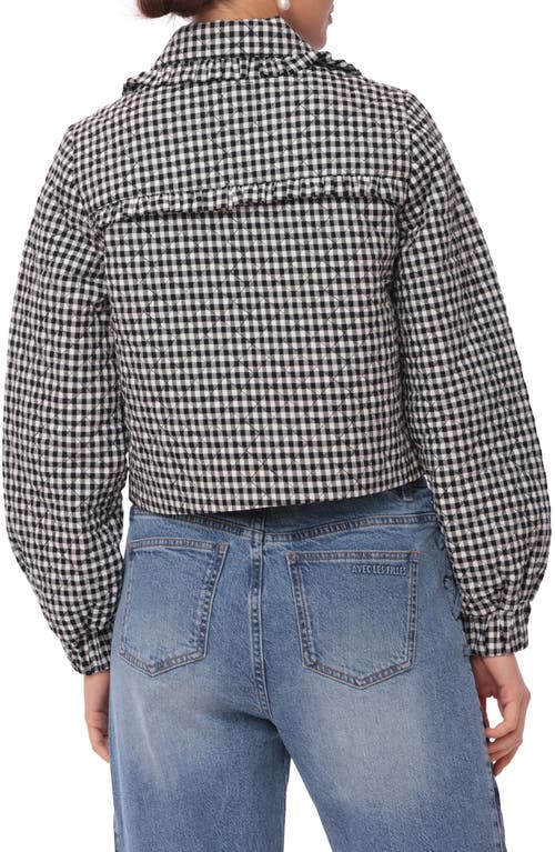 Avec Les Filles Quilted Cotton Tie Front Jacket In Black Gingham