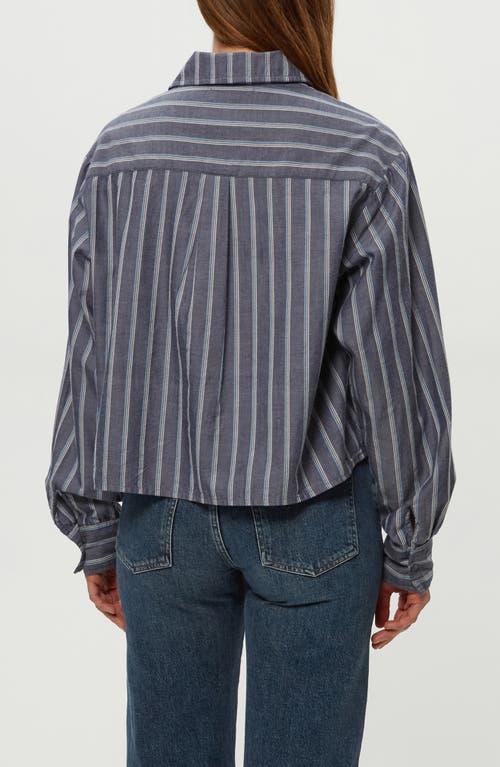 Michael Stars Scarlet Stripe Crop Button-up Shirt In Gray