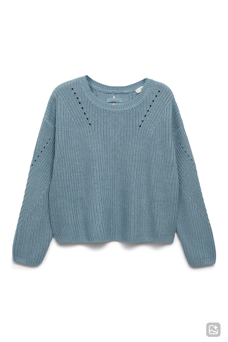 Split Back Oversize Cotton Blend Sweater, Alternate, color, PETROL BLUE