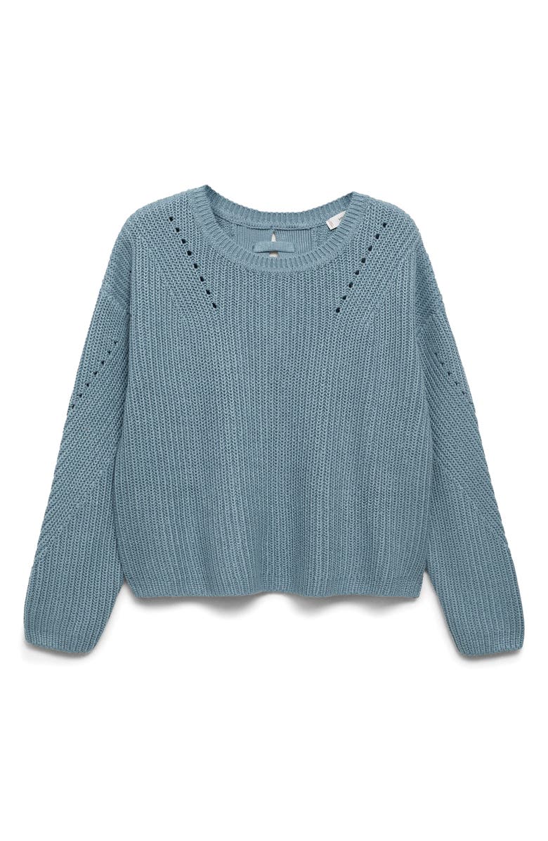MANGO TEEN Split Back Oversize Cotton Blend Sweater, Alternate, color, Petrol Blue
