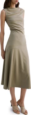 MANGO Asymmetric Cut Draped Midi Dress