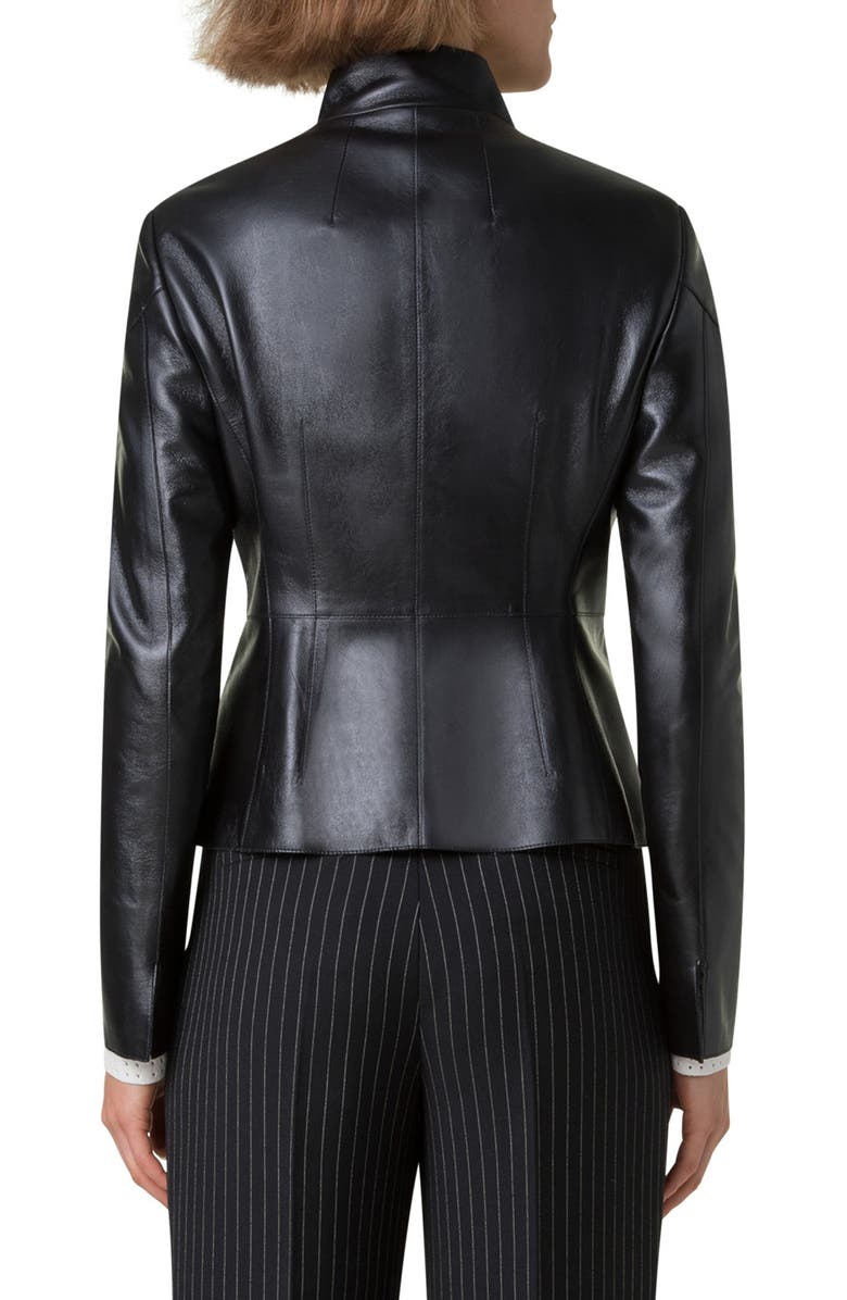 Akris Tino Lambskin Leather Crop Jacket, Alternate, color, 