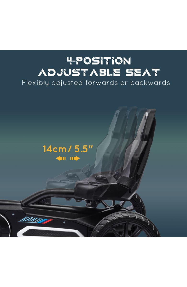 Aosom Kids Pedal Go Kart with Adjustable Seat Swing Axle Handbrake EVA Wheels, Alternate, color, White