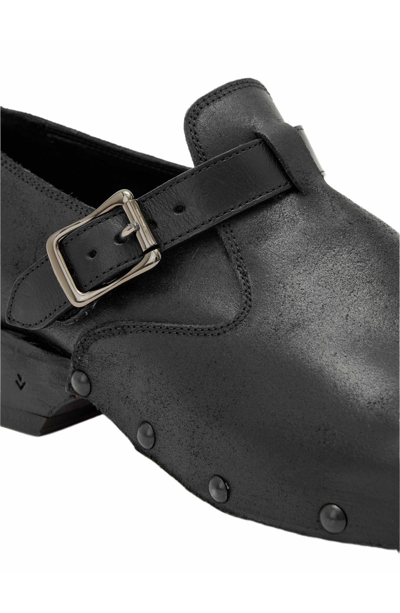 Verlaine Leather Buckle Clog, Alternate, color, MINERAL BLACK