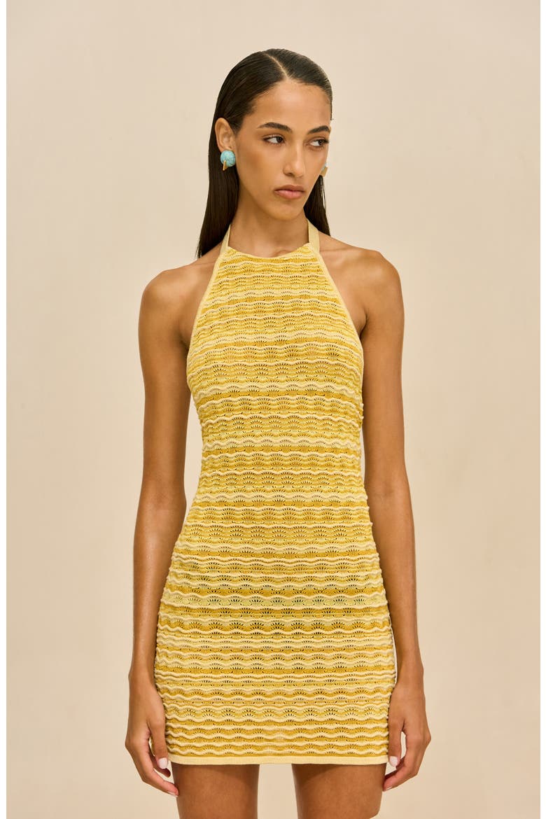 Erina Knit Halter Body-Con Minidress, Alternate, color, MARIGOLD