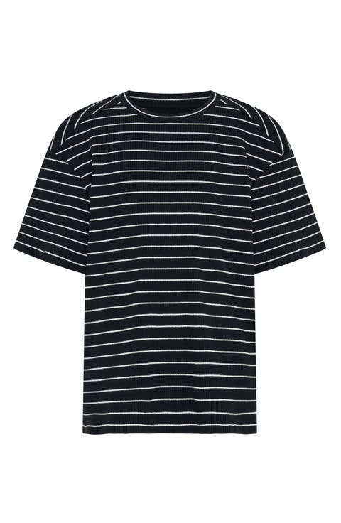 Kids' Stripe Rib Stretch Cotton T-Shirt (Big Kid)