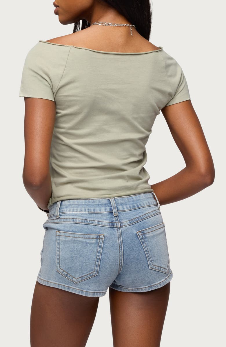 EDIKTED Kamalah Cotton Boatneck Tee, Alternate, color, Sage