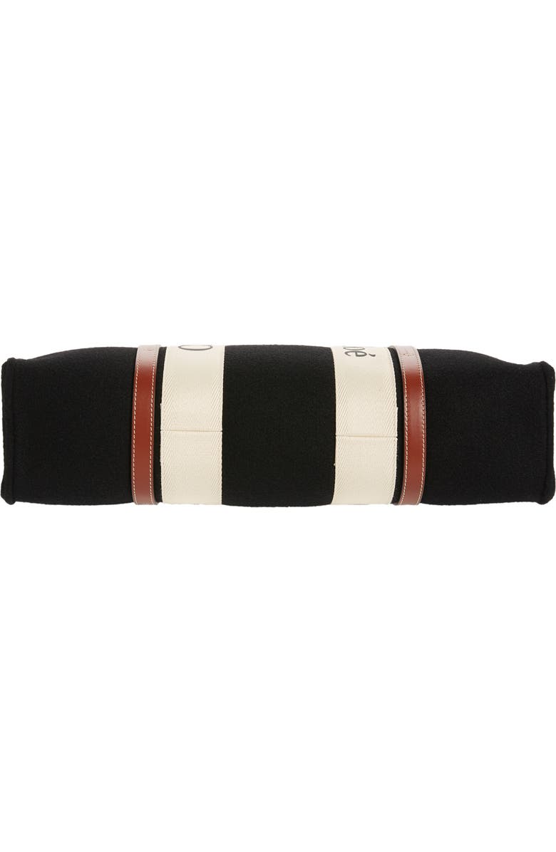 Chloé Large Woody Logo Strap Stripe Recycled Wool Tote, Alternate, color,