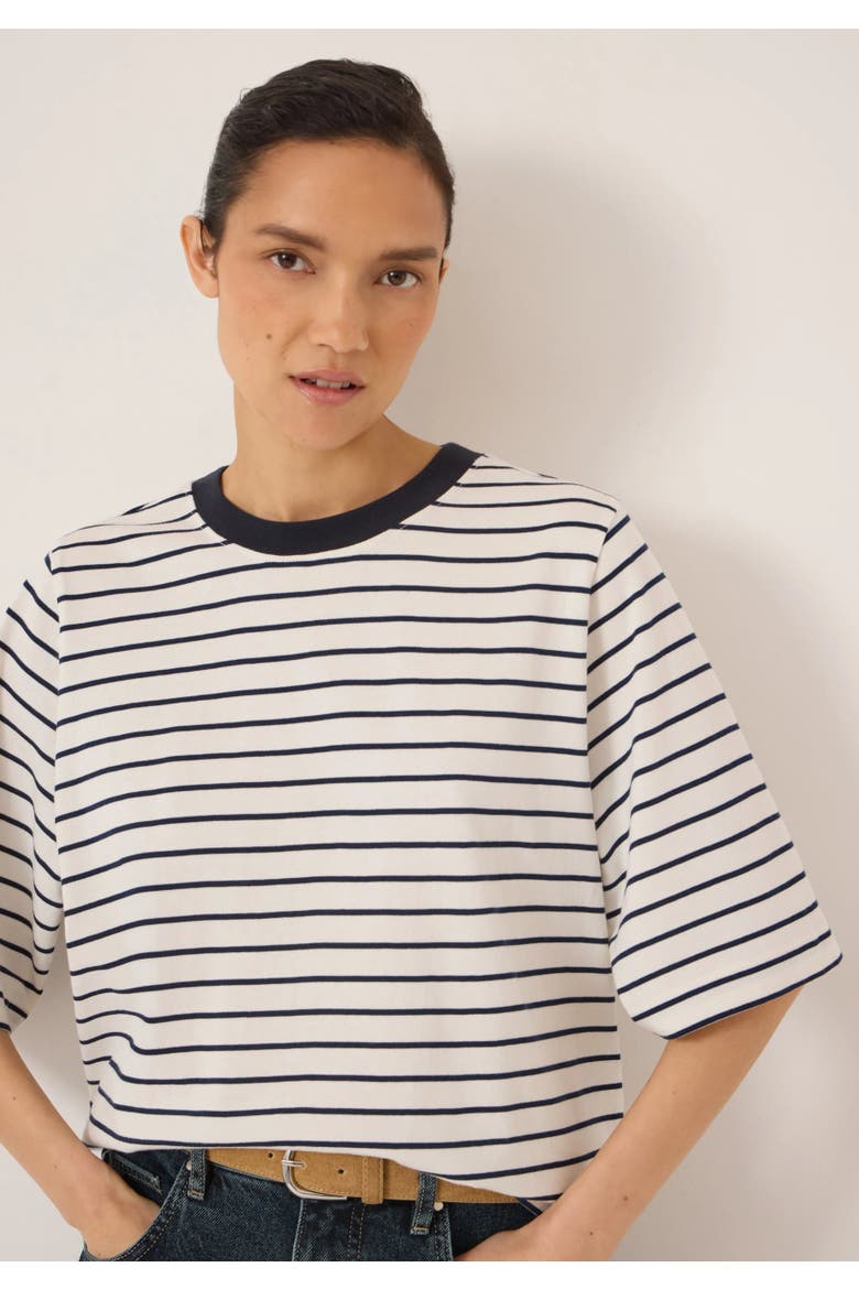 Romina Cotton Stripe T-shirt, Alternate, color, Navy