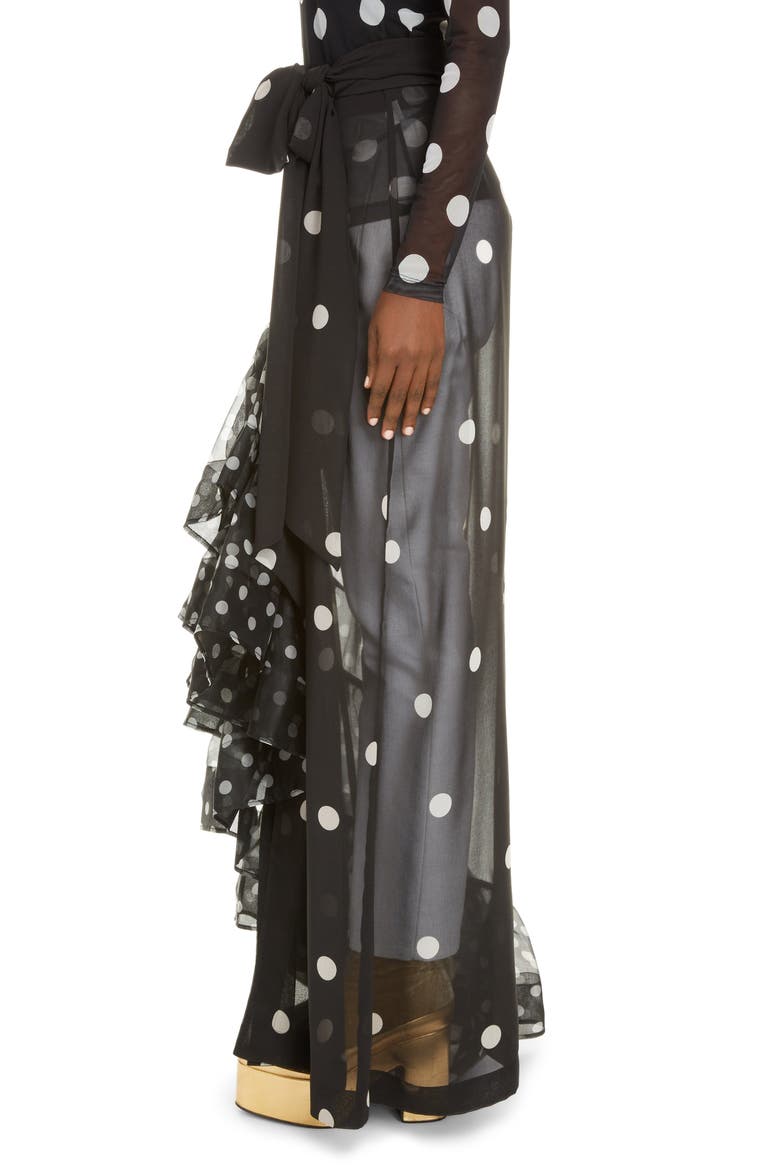 Sikar Dot Ruffle Sheer Maxi Skirt, Alternate, color, BLACK