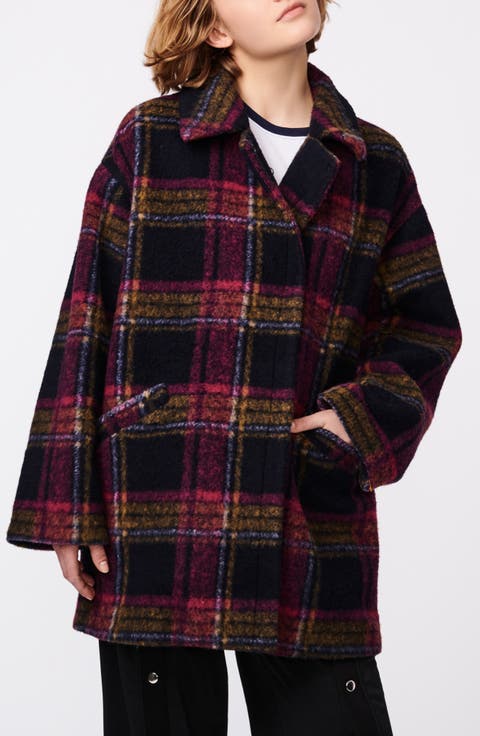 Plaid Notch Lapel Coat